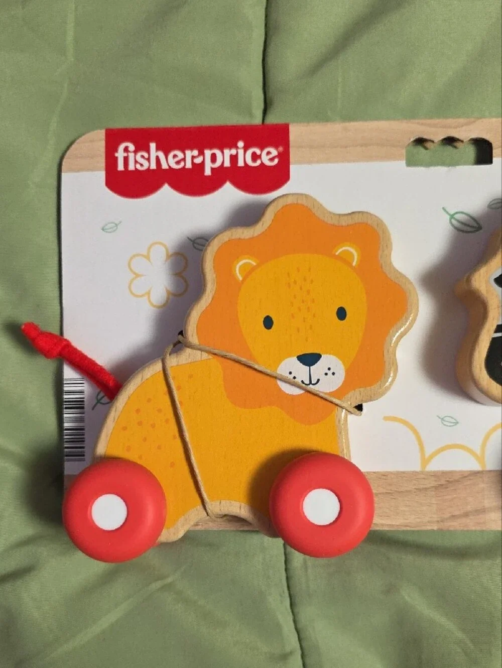 Fisher-Price Wooden Push Along Animals, Lion & Zebra Toy Vehicles for Infants